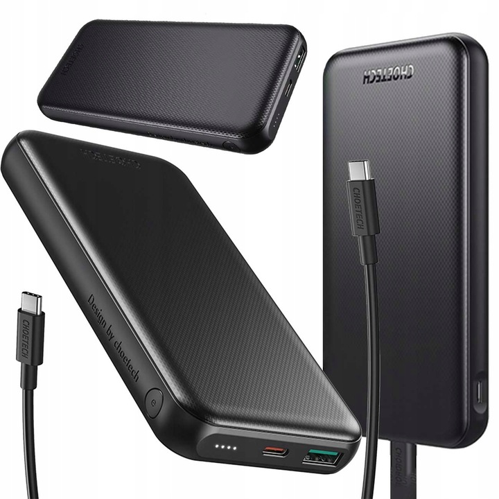 CHOETECH POWERBANK 10000mAh 18W SZYBKI DUŻY POJEMNY POWER BANK USB-C +KABEL