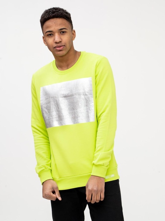 Męska Bluza Breezy Silver Panel Limonkowa XXL
