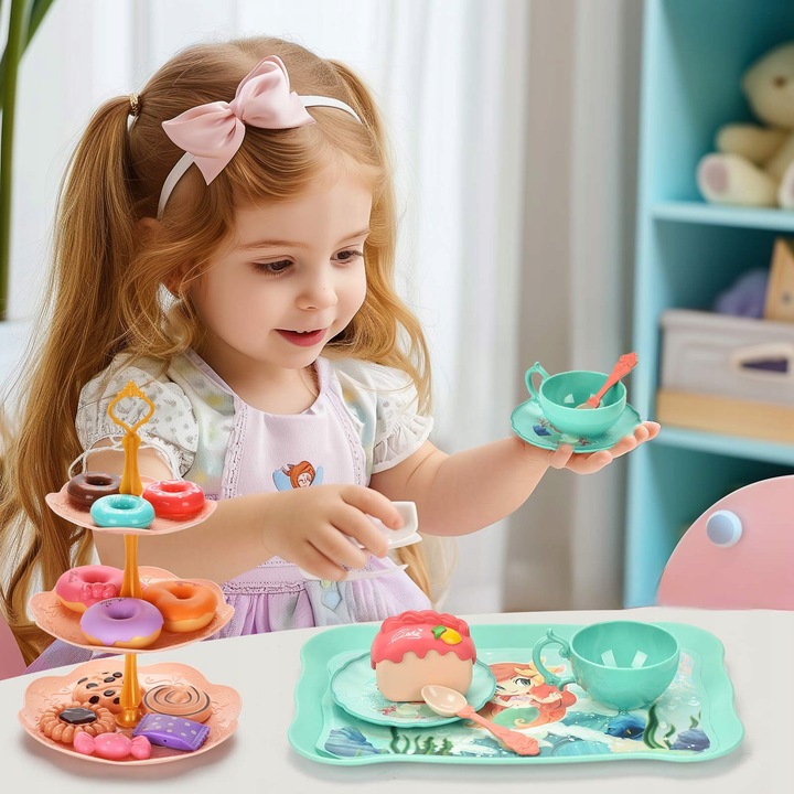 Serwis kawowy ZESTAW do herbaty dla dzieci w walizce czajnik taca B108 CE