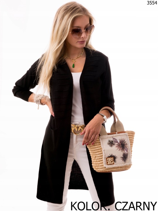 Długi SWETER KARDIGAN Narzutka Dużo Kolorów 3554