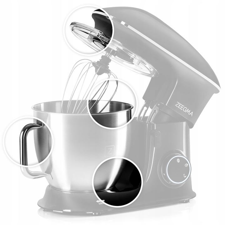 ROBOT kuchenny planetarny WIELOFUNKCYJNY MIKSER 2200W DUŻA misa 6,5L Zeegma