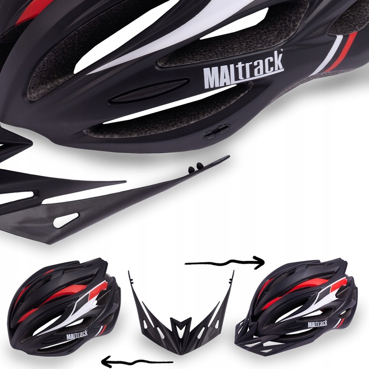 KASK ROWEROWY REGULOWANY 57-62 UNIWERSLANY Z WENTYLACJĄ DASZKIEM LAMPKĄ