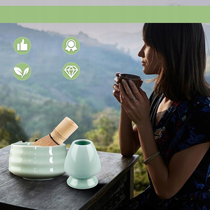 ZESTAW DO MATCHY Z MIOTEŁKA DO MATCHY I ŁYŻKĄ, JAPOŃSKA HERBATA MATCHA