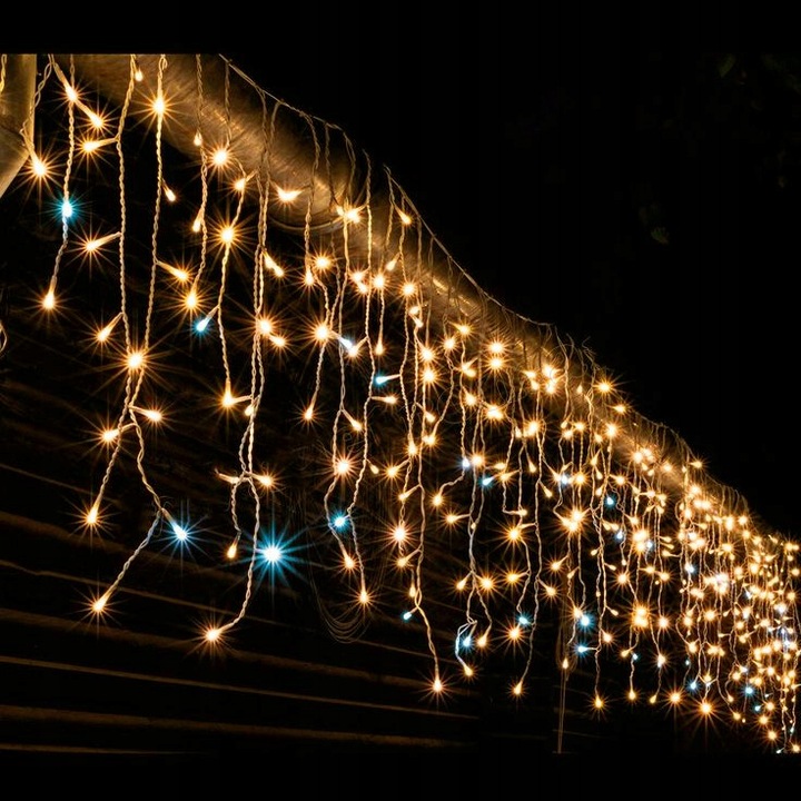 Sople 500 LED zewnętrzne CIEPŁE + FLASH 22,5 m świąteczne + pilot