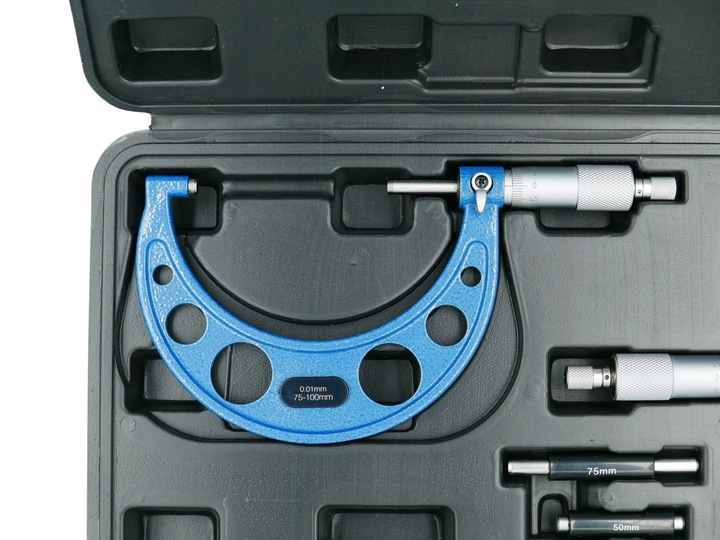 MIKROMETRY 0-100 ZESTAW 4 SZT. MIKROMETR 0-25, 25-50, 50-75, 75-100 WALIZKA