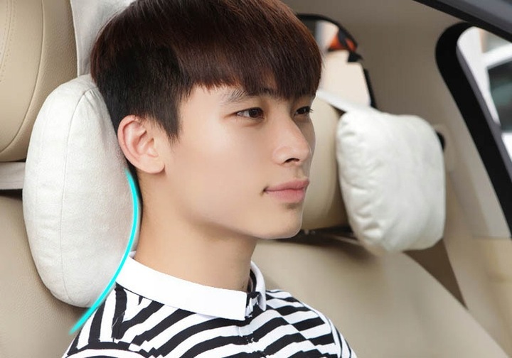 Poduszka Samochodowa Pod Szyję Głowę Kark Podróżna Zagłówek Zamszowa 2szt