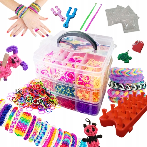 Mega Zestaw Gumki do Robienia Bransoletek XXL w Kuferku DUŻY na Prezent DIY