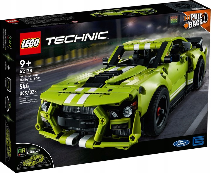LEGO TECHNICS Samochód Ford Mustang Shelby + 2x silnik Pull&Back