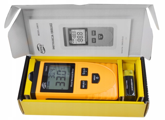 BEZINWAZYJNY WILGOTNOŚCIOMIERZ INDUKCYJNY MIERNIK WILGOTNOŚCI DO DREWNA LCD