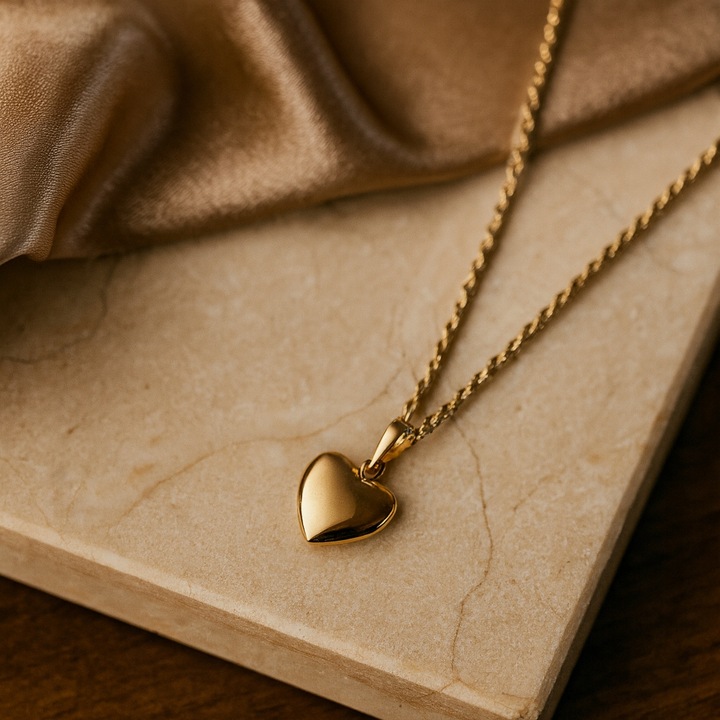 ZŁOTY ŁAŃCUSZEK KORDEL Z SERCEM KLASYCZNYM, DLA KOBIETY ŻONY MAMY CÓRKI 18K