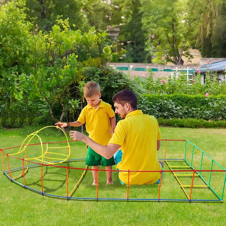 KLOCKI SŁOMKI KONSTRUKCYJNE PATYCZKI RURKI ZESTAW 400el PUDEŁKO DLA DZIECI