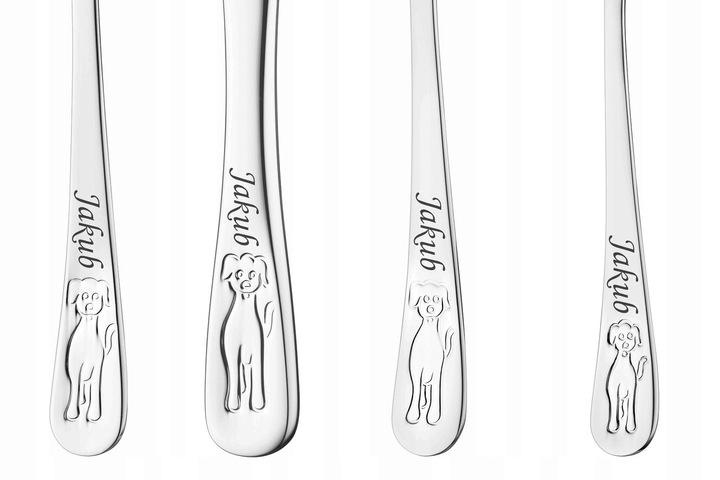 Sztućce dla Dzieci Gerlach Bon Ton Pieski GRAWER Prezent na Chrzest Roczek