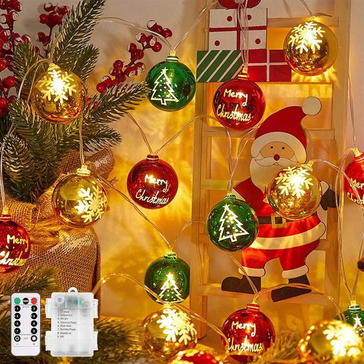 Łańcuch Girlanda Świetlna 20Led Na Boże Narodzenie Na Baterie4.1 m z pilot