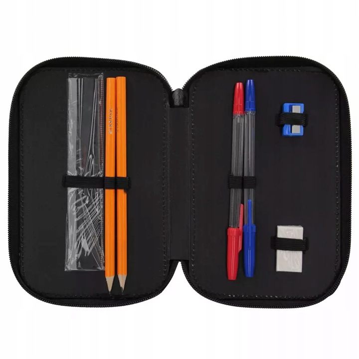 PIÓRNIK SZKOLNY TRZYKOMOROWY Z WYPOSAŻENIEM DLA CHŁOPCA PIXEL PAD GAME