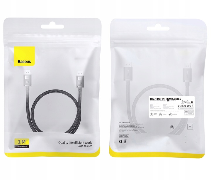 WZMACNIANY KABEL PRZEWÓD BASEUS DISPLAYPORT FULLHD UHD 4K 8K 240HZ VIDEO 2M