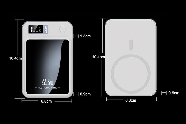POWERBANK MAGNETYCZNY BEZPRZEWODOWY Z MAGSAFE 10000mAh 22,5W PD + kabel CC
