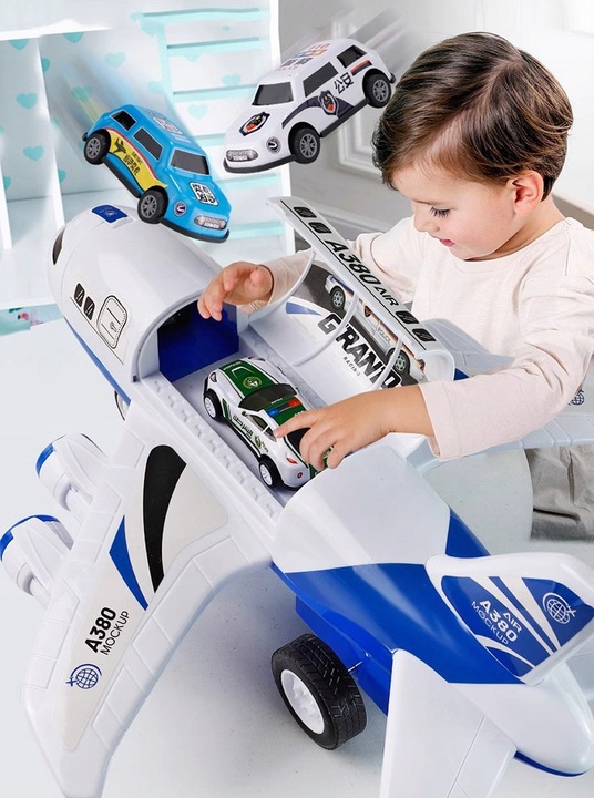 SAMOLOT Z 18 SAMOCHODAMI dla dzieci zabawki o tematyce policyjnej
