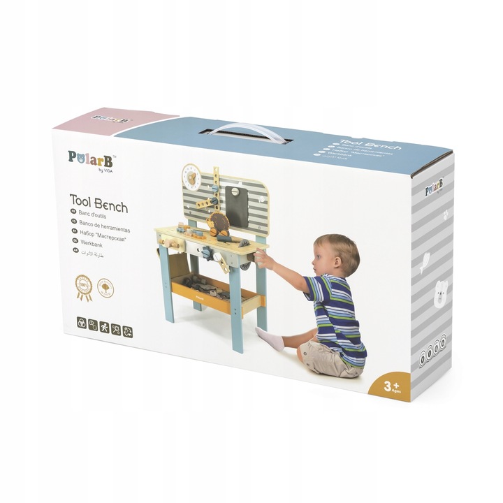 Viga 44065 PolarB Warsztat z narzędziami młotek klocki śruby EDU kolorowy