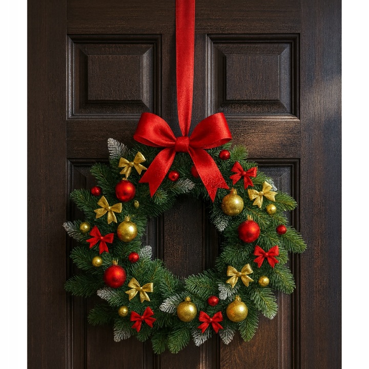 WIANEK ŚWIĄTECZNY GĘSTY OZDOBA ŚWIĄTECZNA NA DRZWI STÓŁ WIENIEC ZIELONY 65