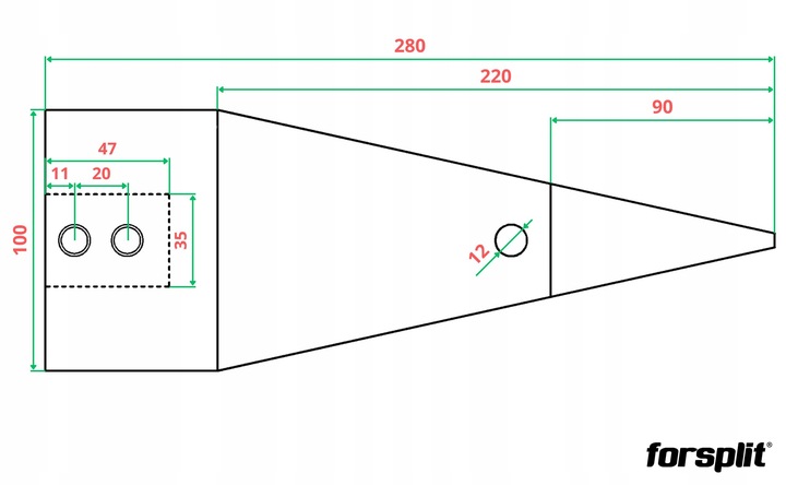 Świder do Drewna fi 100 mm otwór 35 mm / stożek / łuparka / rębak