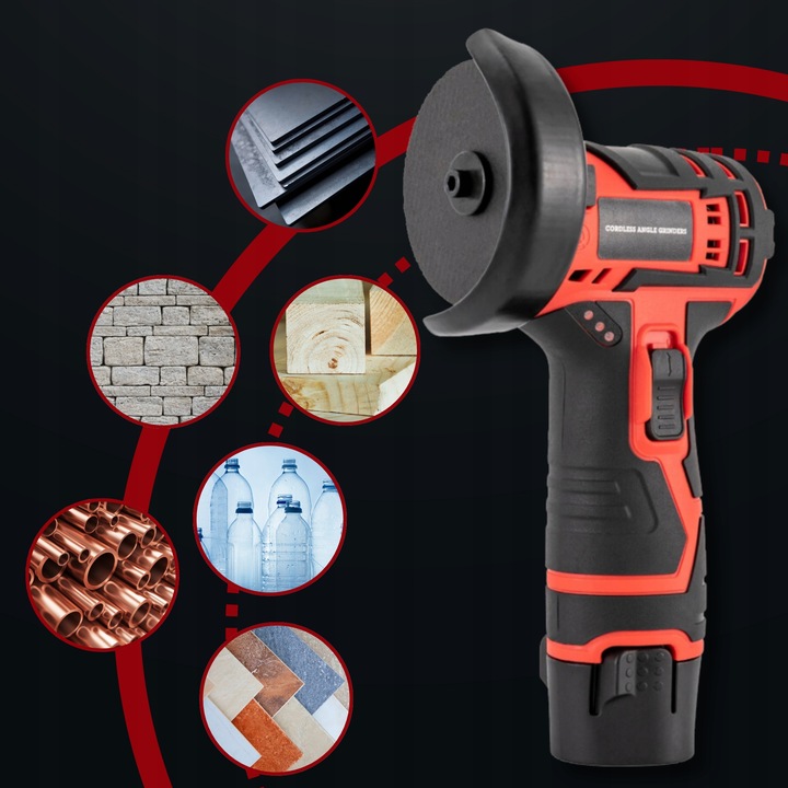 MINI SZLIFIERKA AKUMULATOROWA KĄTÓWKA 76MM 3 TARCZE WALIZKA PRZENOŚNA HILDA