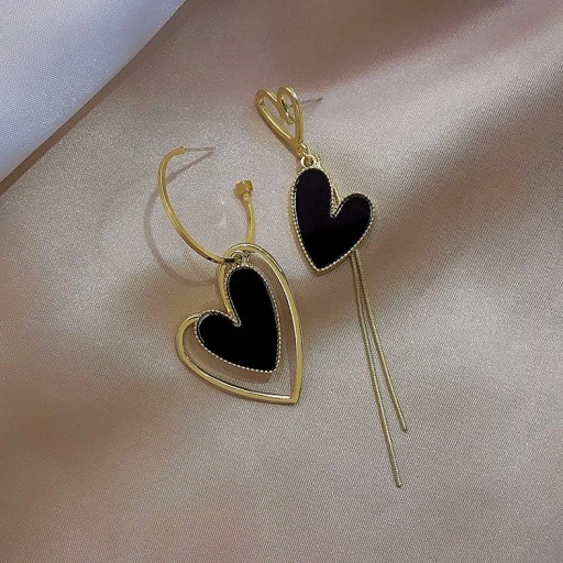 Asymetryczne Serce Kolczyki Wiszące damskie