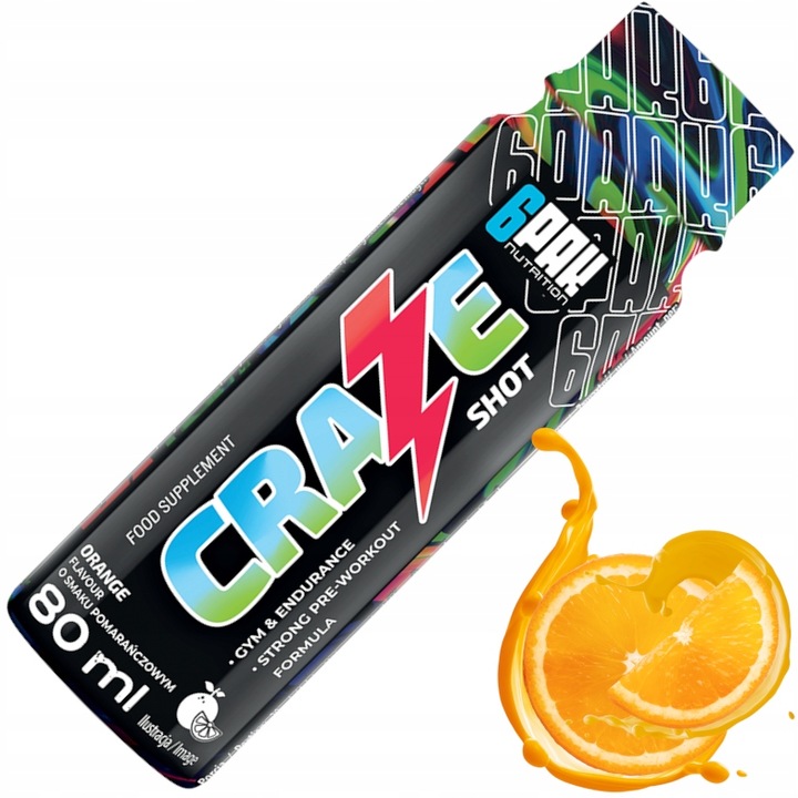 Przedtreningówka SHOT CRAZE Ultra Mocna Kofeina Beta-Alanina Tauryna Siła