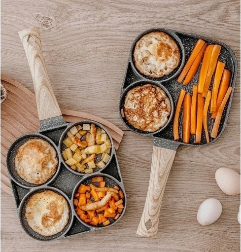 Patelnia do jajek i placków Rossner 4 OTWORY 18 cm granitowa