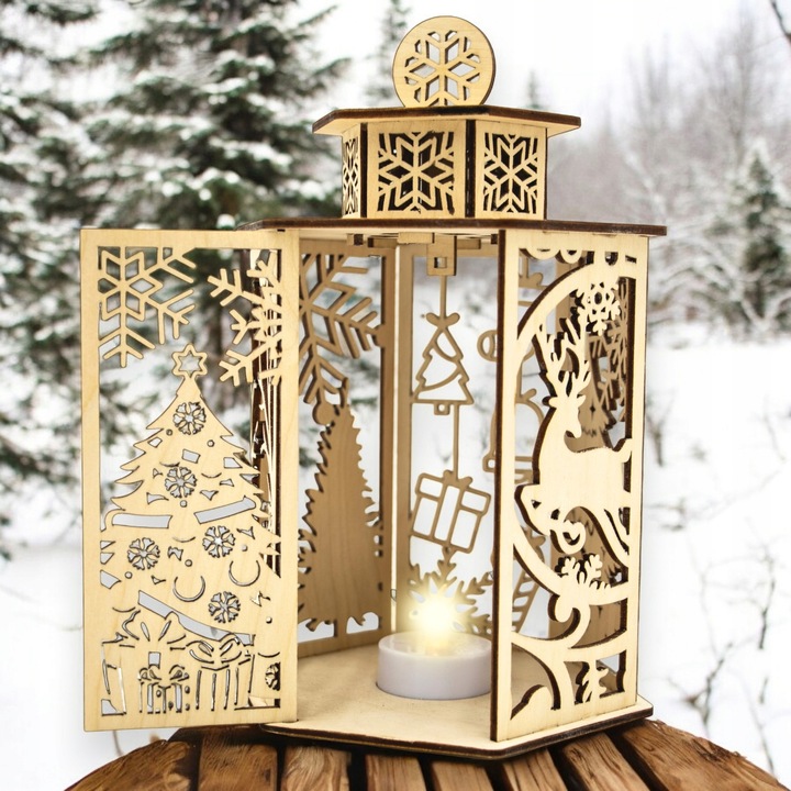 Lampion Adwentowy drewniany LATARENKA roraty ADWENT LAMPKA LED XL