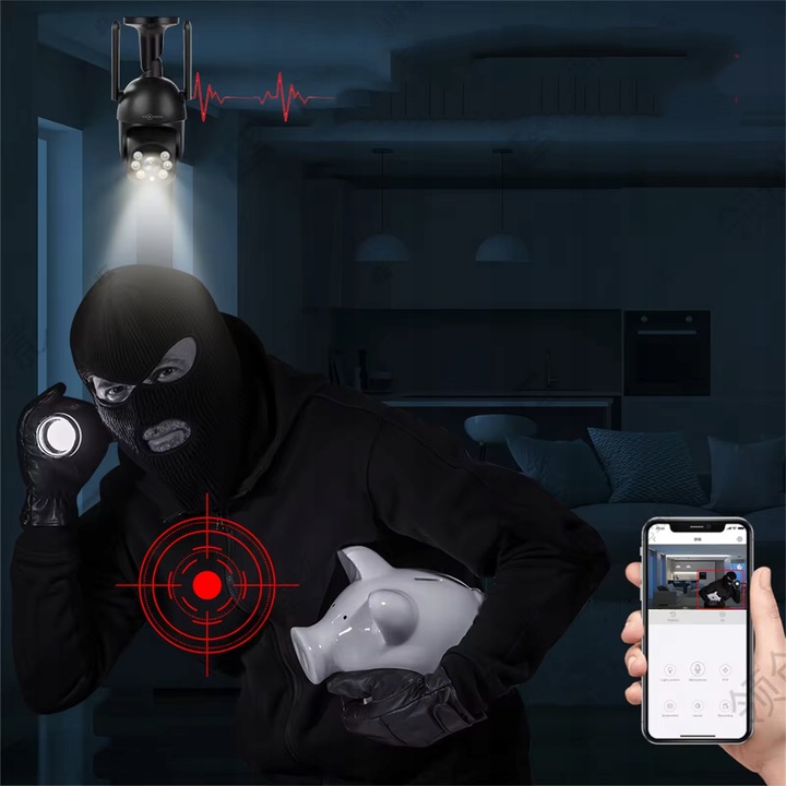 Kamera Zewnętrzna WiFi Obrotowa IP Do Monitoringu Domu Tuya 5MPx ZOOM 5Mp