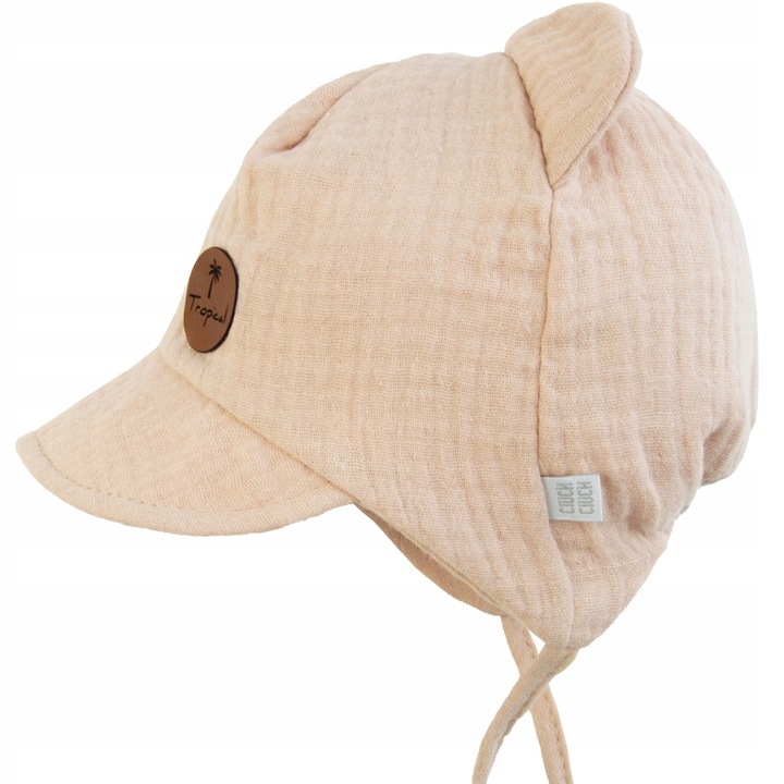 CZAPKA Z MUŚLINU letnia z daszkiem beżowa 48-50
