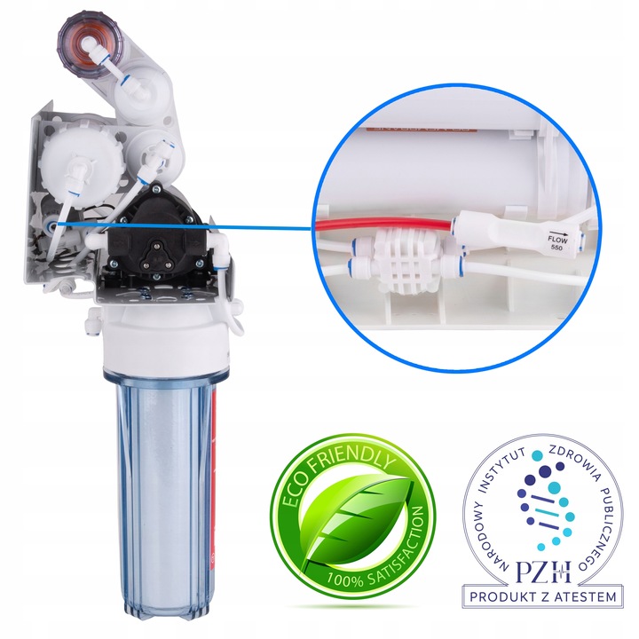 RO8 FILTRY WODY ODWRÓCONA OSMOZA POMPA 75 GPD