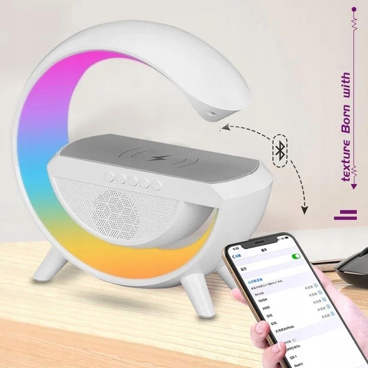 LAMPKA LED ŁADOWARKA GŁOŚNIK RGB