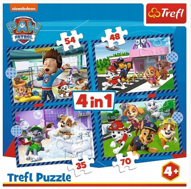 Puzzle PSI PATROL Psie Sprawy Niezależne Układanki 4w1 Duże Obrazki 4+