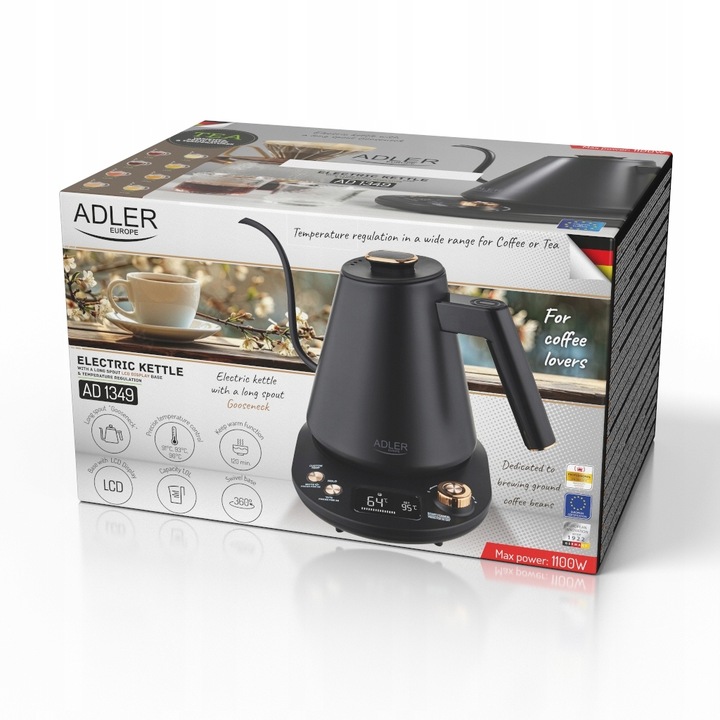 Czajnik Elektryczny REGULACJA i PODTRZYMYWANIE °C Bezprzewodowy 2000W LED