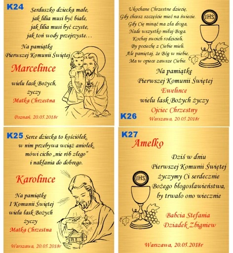 Łańcuszek Złoty 333 Krzyżyk Chrzest Komunia Grawer