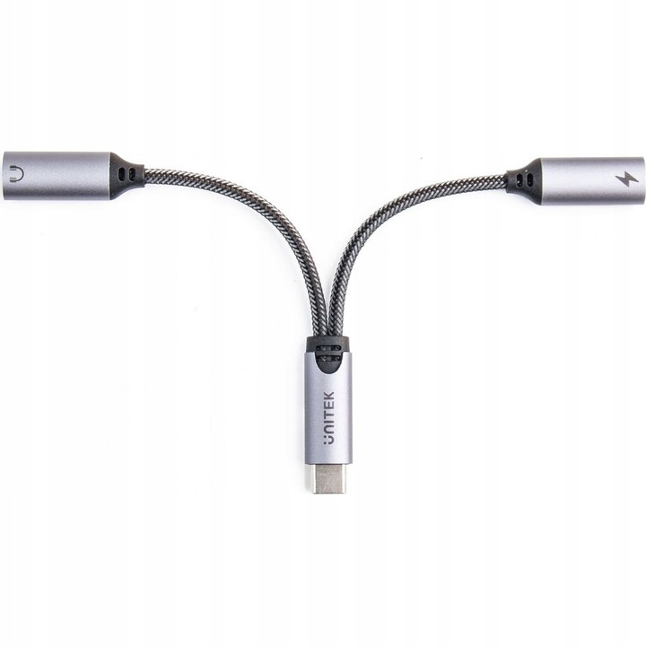 Adapter, przejściówka Unitek, USB-C na 1x port USB-C audio, 1x USB-C 18W PD