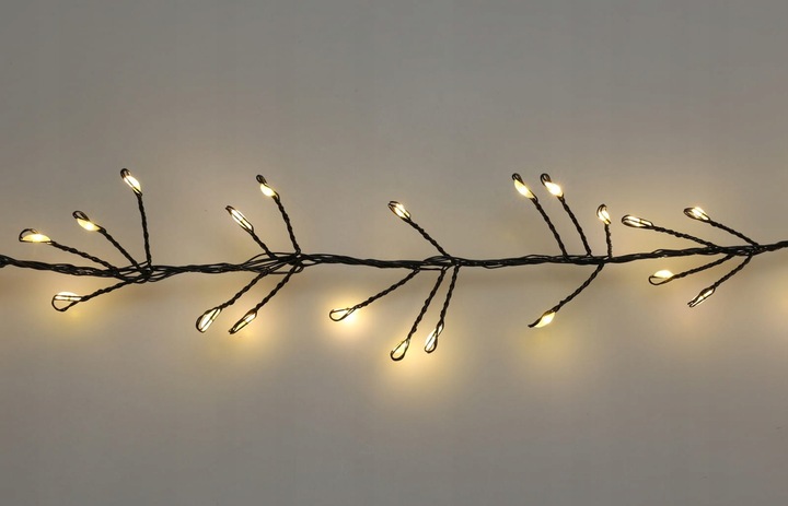 Lampki 720 LED 7,2 metra CLUSTER RYŻ BIAŁY CIEPŁY CZARNY DRUCIK
