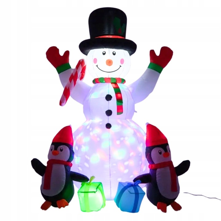 ŚWIECĄCY DMUCHANY BAŁWAN PINGWINY DEKORACJA ŚWIĄTECZNA LED RGB OZDOBA 180CM