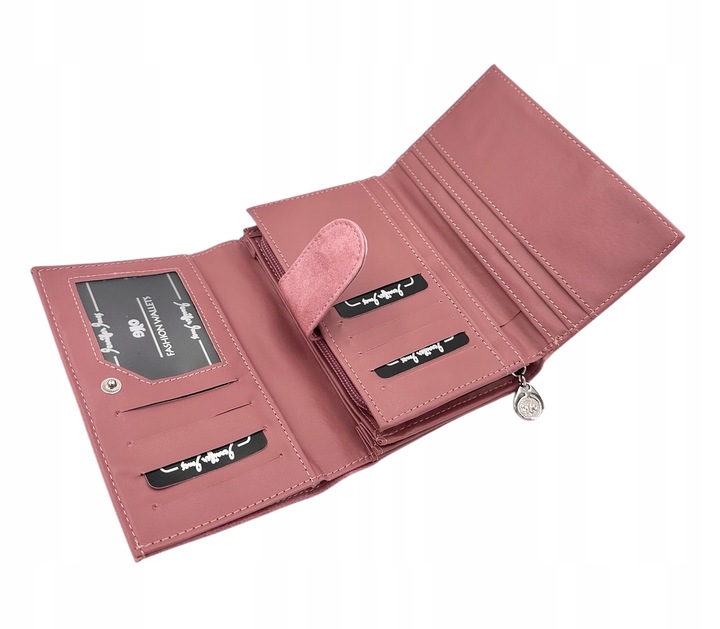 PORTFEL damski mały skórzany prezent różowy Jennifer Jones pojemny eko