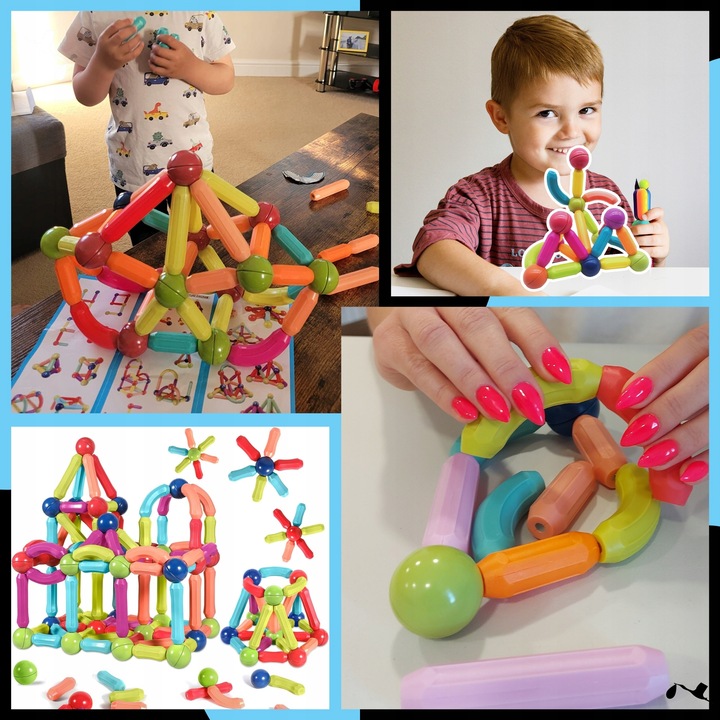 KLOCKI MAGNETYCZNE GALAXIA DUŻE Konstrukcyjne Dla Dzieci 120 el Magnetic