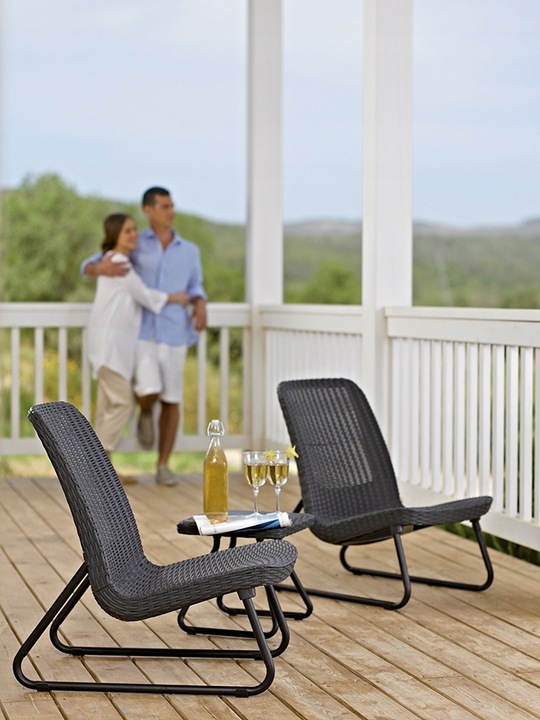 Zestaw Mebli Keter dla 2 osób RIO PATIO SET FOTELE I STOLIK ANTRACYT