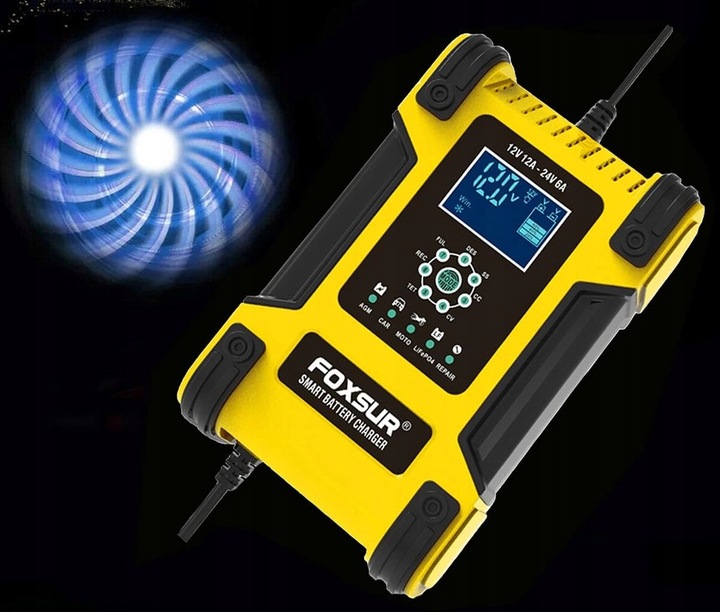 PROSTOWNIK SAMOCHODOWY 12V 24V 12A NAPRAWA AKUMULATORÓW FOXSUR DO mikroproc