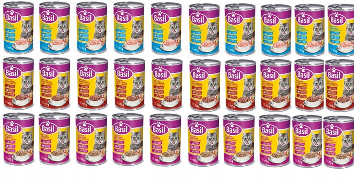 Basil KARMA dla KOTA puszka 415g 24szt MIX SMAKÓW ( 3x8sztuk )