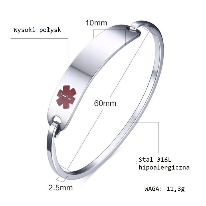 Bransoletka MEDYCZNA BANGLA z Twoim GRAWEREM