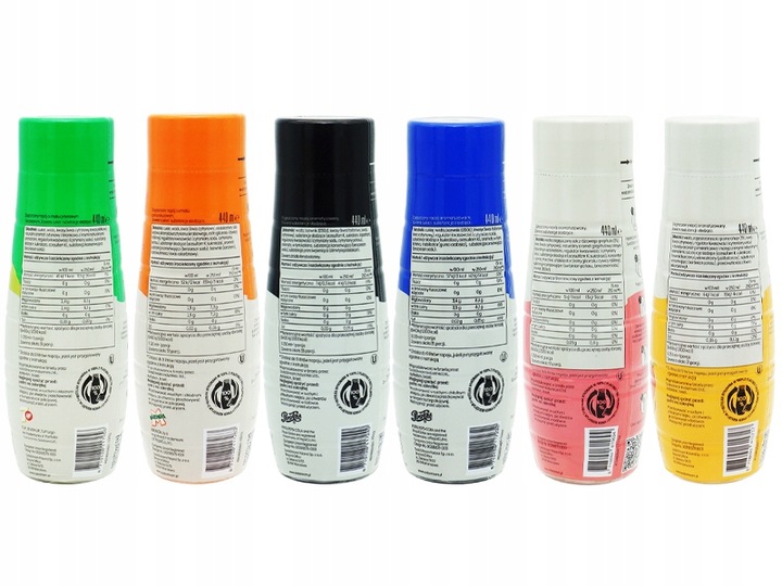 6x SYROP SODASTREAM KONCENTRAT 6 SMAKÓW DO SATURATORA 9L NAPOJU z 440ml