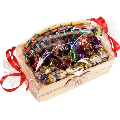 Kosz prezentowy PREZENT na URODZINY 30 40 50 odejście z PRACY Ślub Dilmah