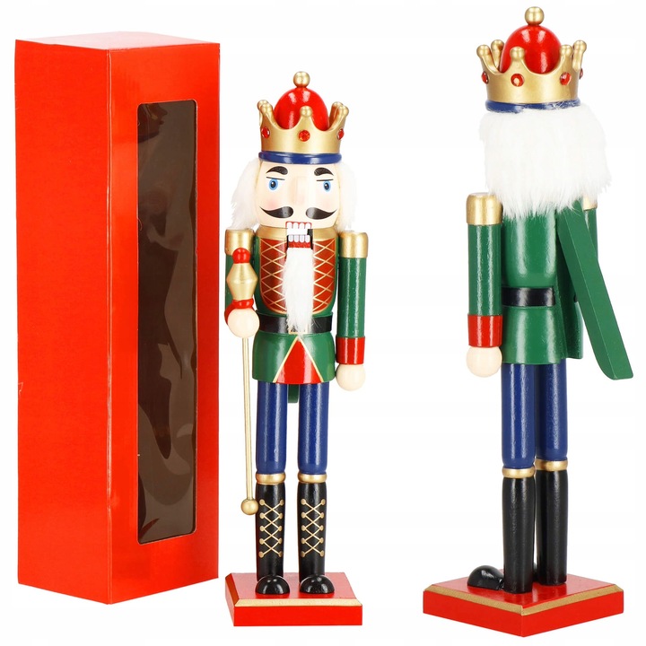 DZIADEK DO ORZECHÓW DREWNIANY ozdoba świąteczna XXL figurka PREMIUM 38 cm