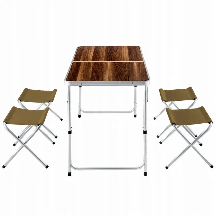Zestaw Turystyczny Stolik Składany Stół 4 Krzesła 5w1 Kempingowy Krzesełka