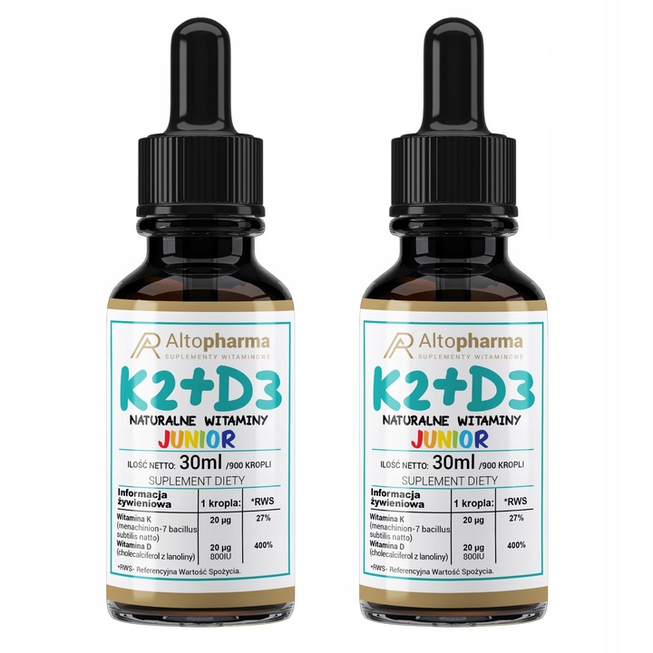 WITAMINA K2 MK-7 + D3 FORTE JUNIOR KROPLE 2x30ml